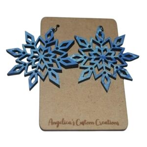 Snowflake Wood Drop Earrings